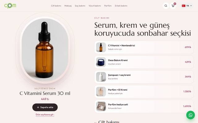 COM Kozmetik demo mağazası