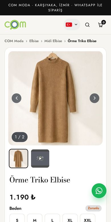 COM Moda ürün sayfası telefonda